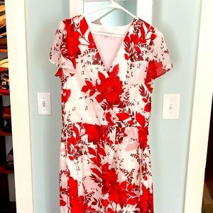 Red floral asymmetrical dress